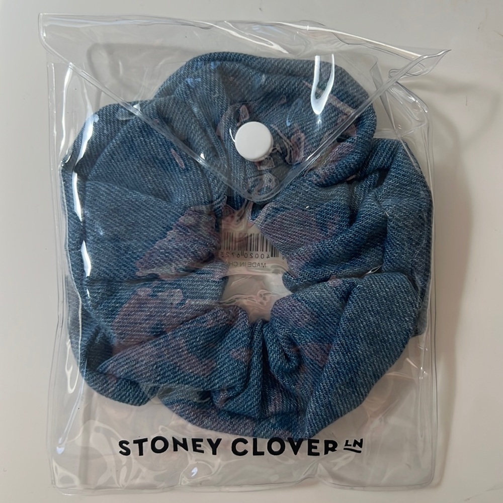 NWT Stoney Clover Lane Happy Camper Collection Denim Jumbo Scrunchie